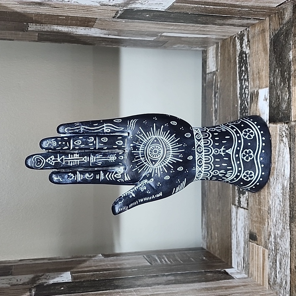 10" Black Resin Tattoo Hand